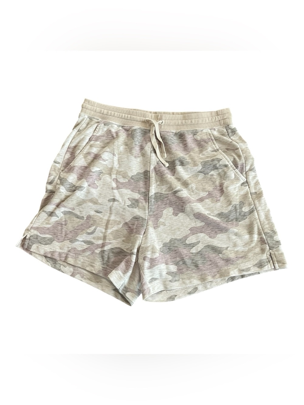 Old Navy L Camo Sweat Shorts Beige Taupe Neutral Casual
